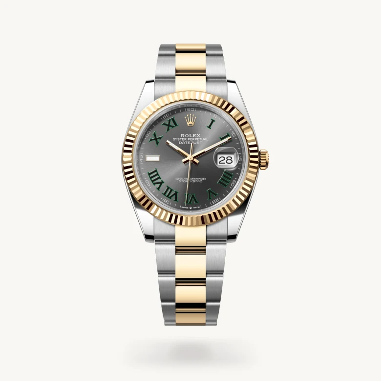 Rolex Datejust 41 in Yellow Rolesor - combination of Oystersteel and yellow gold with Slate dial, Fluted bezel, and Yellow Rolesor - combination of Oystersteel and yellow gold bracelet