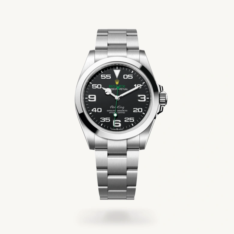 Rolex Air-King in Oystersteel with Black dial, Smooth bezel, and Oystersteel bracelet