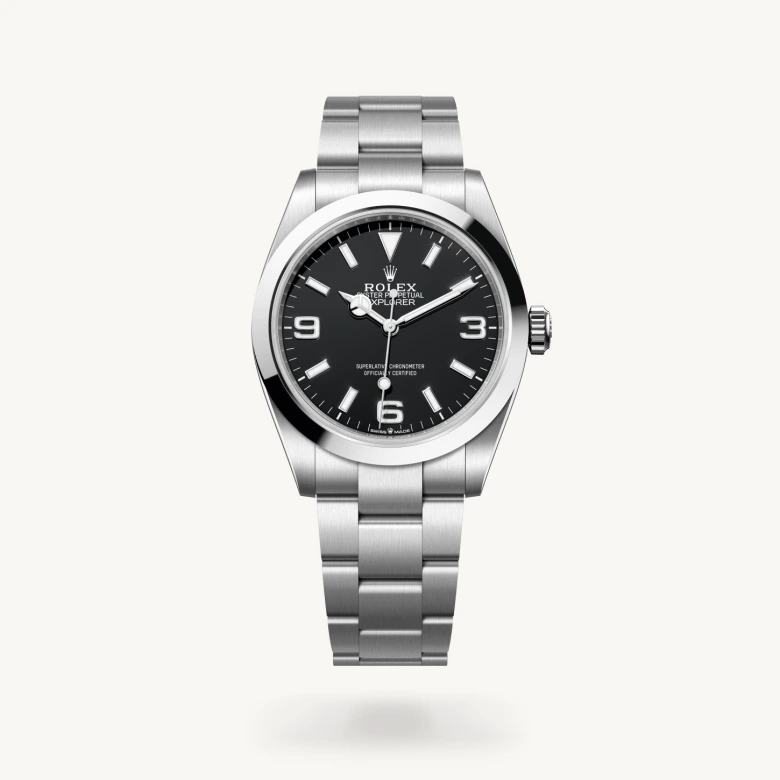 Rolex Explorer 40 in Oystersteel with Black dial, Smooth bezel, and Oystersteel bracelet