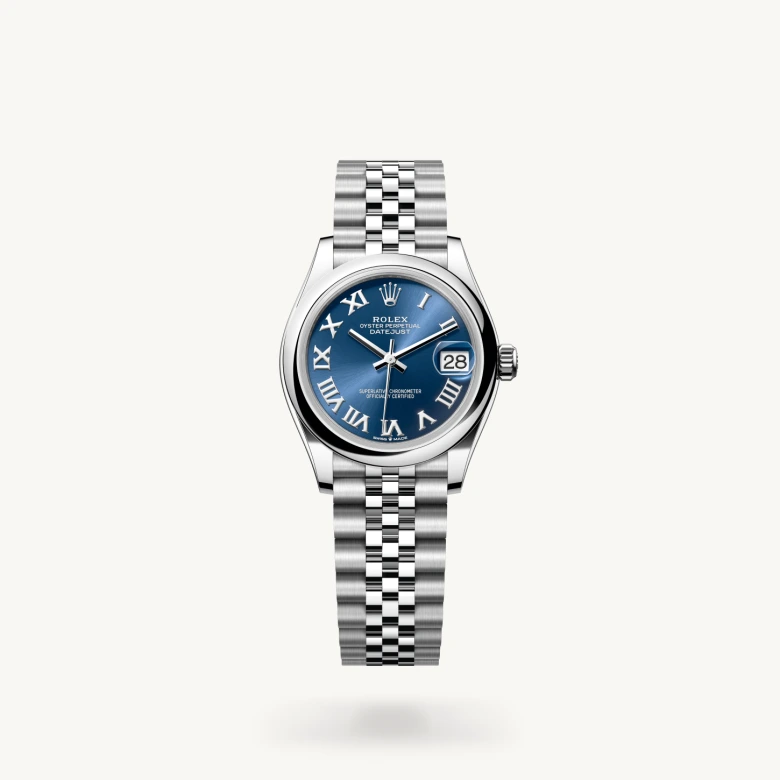 Rolex Datejust 31 in Oystersteel with Bright blue dial, Domed bezel, and Oystersteel bracelet