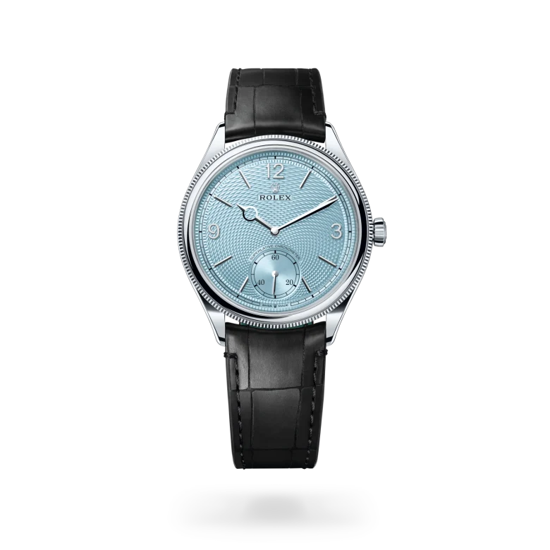 Rolex 1908 in 39 mm, platinum, polished finish, M52506-0003 at Lugaro Jewellers